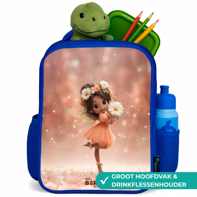 Fee met madeliefjes Kinderrugzak - Blauw middel -inhoud_NL