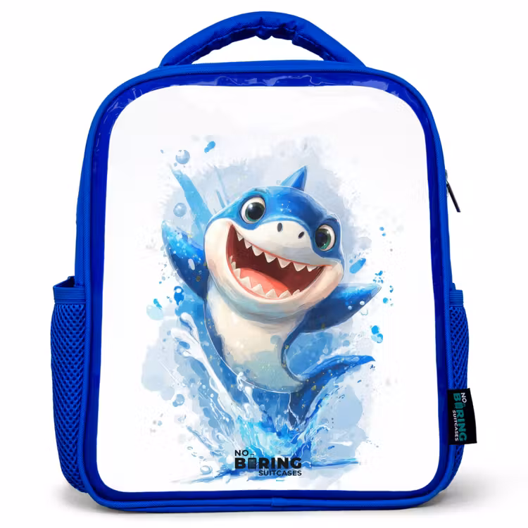 Haai - Tanden - Water Kinderrugzak - Blauw middel -3d