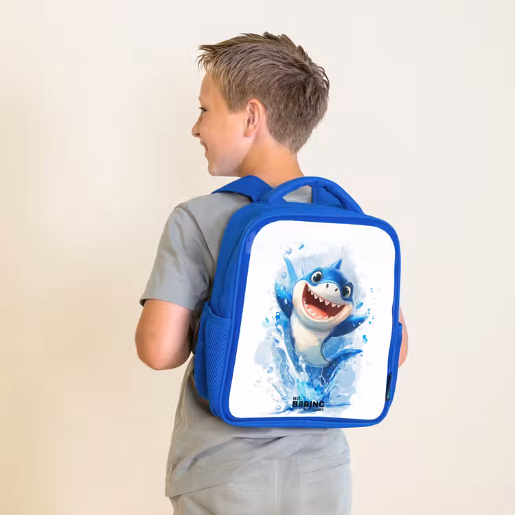 Haai - Tanden - Water Kinderrugzak - Blauw middel -sfeer2