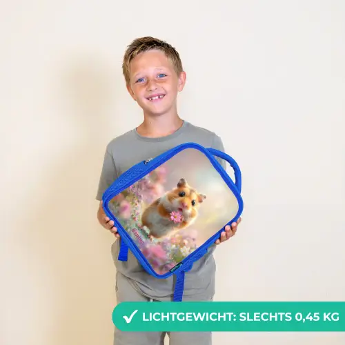 Hamster - Bloem - Natuur - Dier Kinderrugzak - Blauw middel -sfeer1_NL