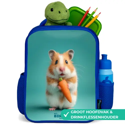 Hamster - Wortel - Dier Kinderrugzak - Blauw middel -inhoud_NL