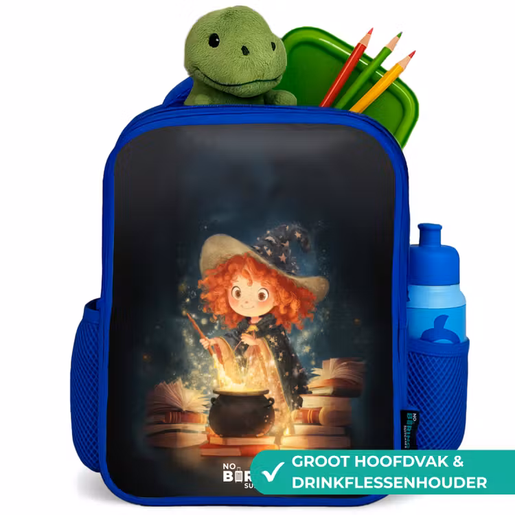 Heks met Sprankelende Toverdrank Kinderrugzak - Blauw middel -inhoud_NL