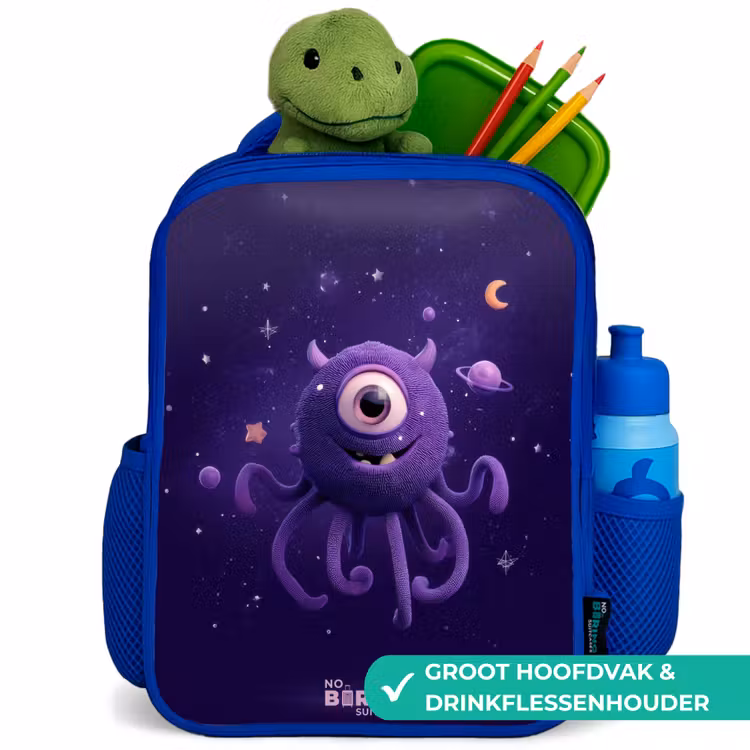 Kosmisch tentakelmonster Kinderrugzak - Blauw middel -inhoud_NL