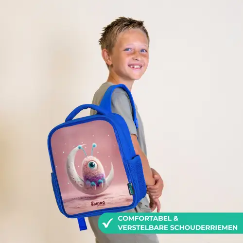 Maanwip met Pluizig Wezentje Kinderrugzak - Blauw middel -sfeer3_NL
