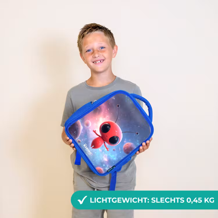 Rood Ruimtewezen in Kosmische Dans Kinderrugzak - Blauw middel -sfeer1_NL