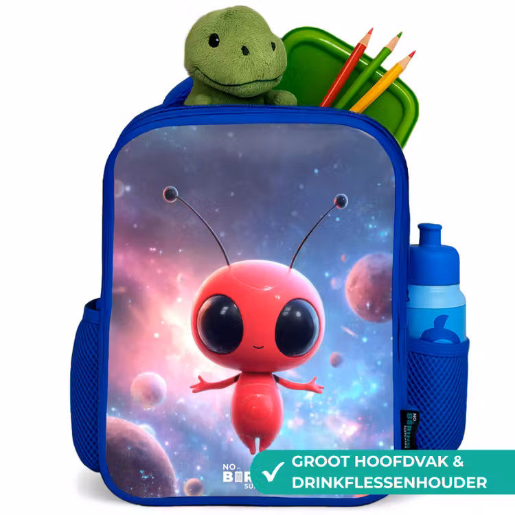 Rood Ruimtewezen in Kosmische Dans Kinderrugzak - Blauw middel -inhoud_NL
