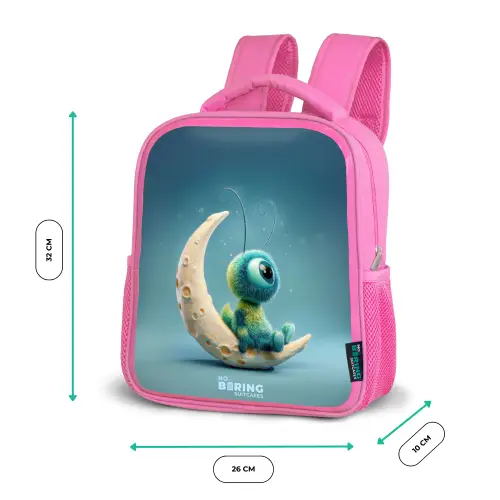 Dromerig Wezentje op de Maan Kinderrugzak - Roze middel -productfoto_formaten
