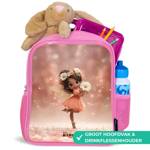 Fee met madeliefjes Kinderrugzak - Roze middel -inhoud_NL