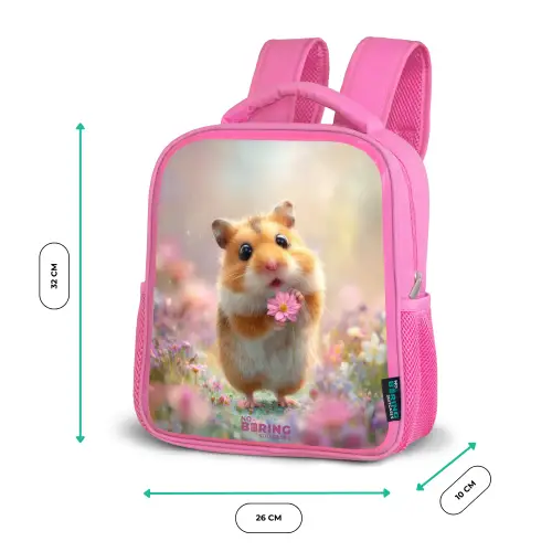 Hamster - Bloem - Natuur - Dier Kinderrugzak - Roze middel -productfoto_formaten