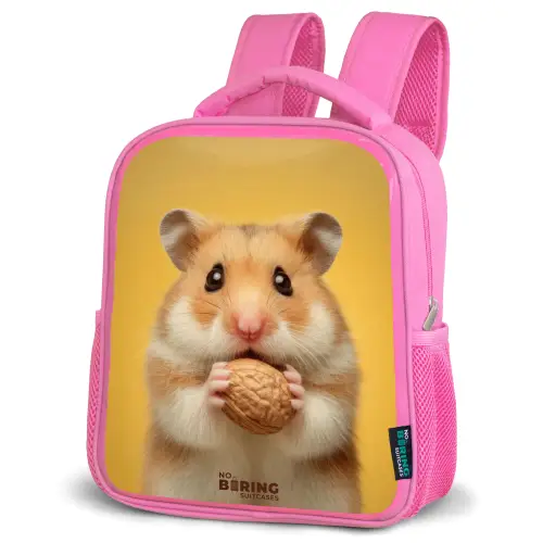 Hamster - Walnoot - Dier Kinderrugzak - Roze middel -schuin
