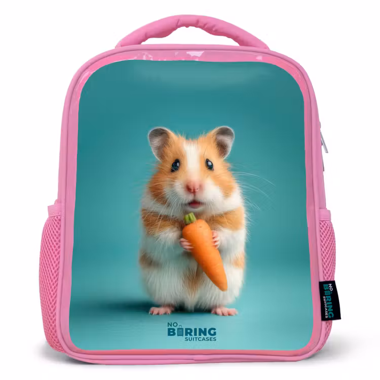 Hamster - Wortel - Dier Kinderrugzak - Roze middel -3d