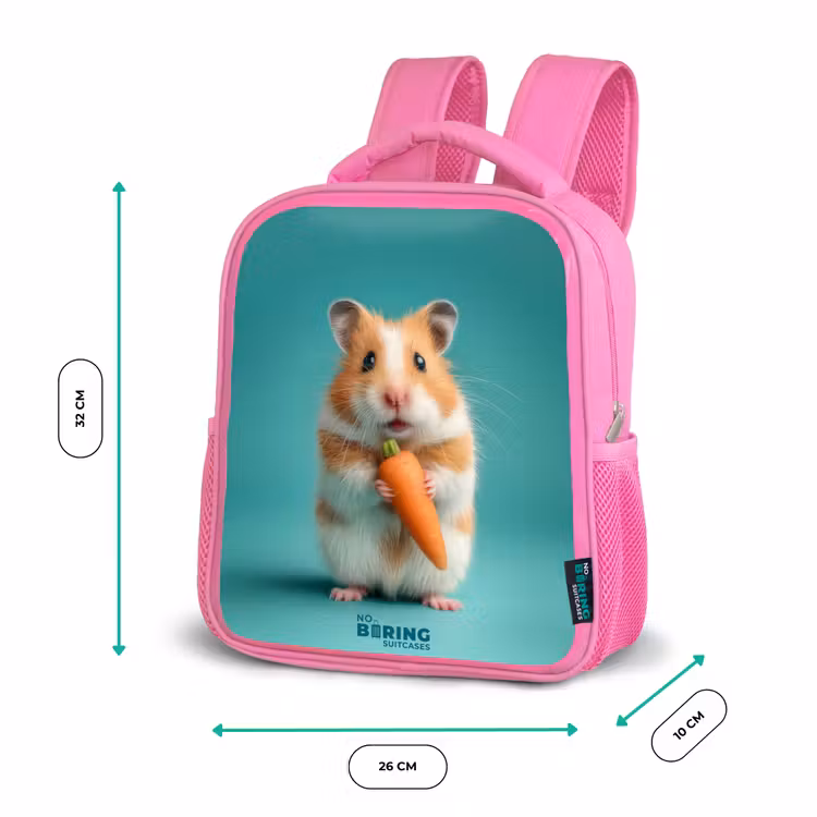 Hamster - Wortel - Dier Kinderrugzak - Roze middel -productfoto_formaten