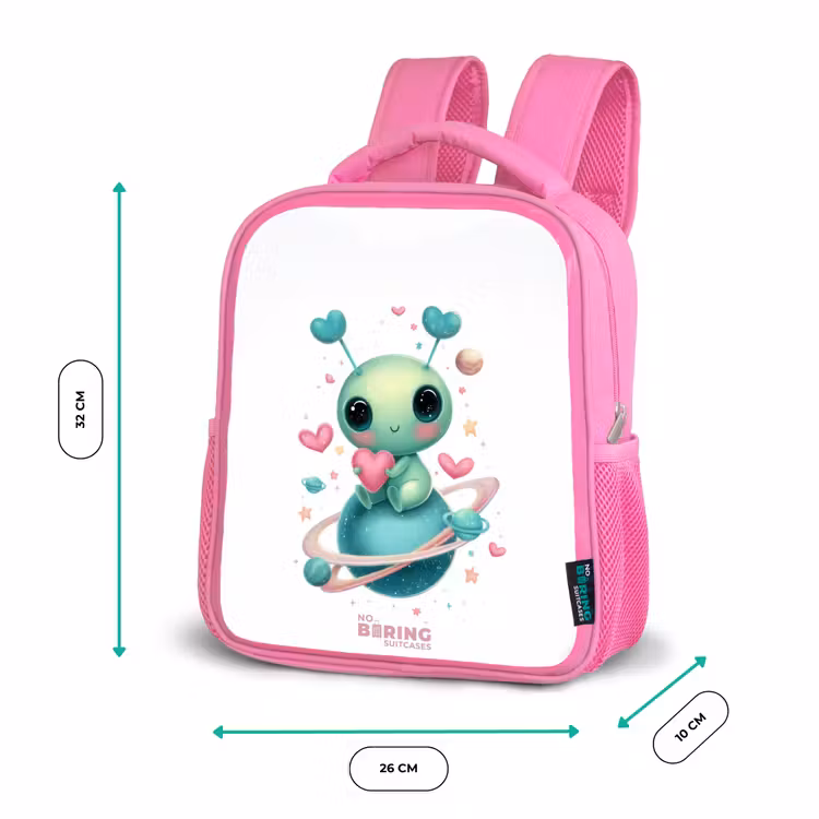 Lief buitenaards wezentje met hartje Kinderrugzak - Roze middel -productfoto_formaten