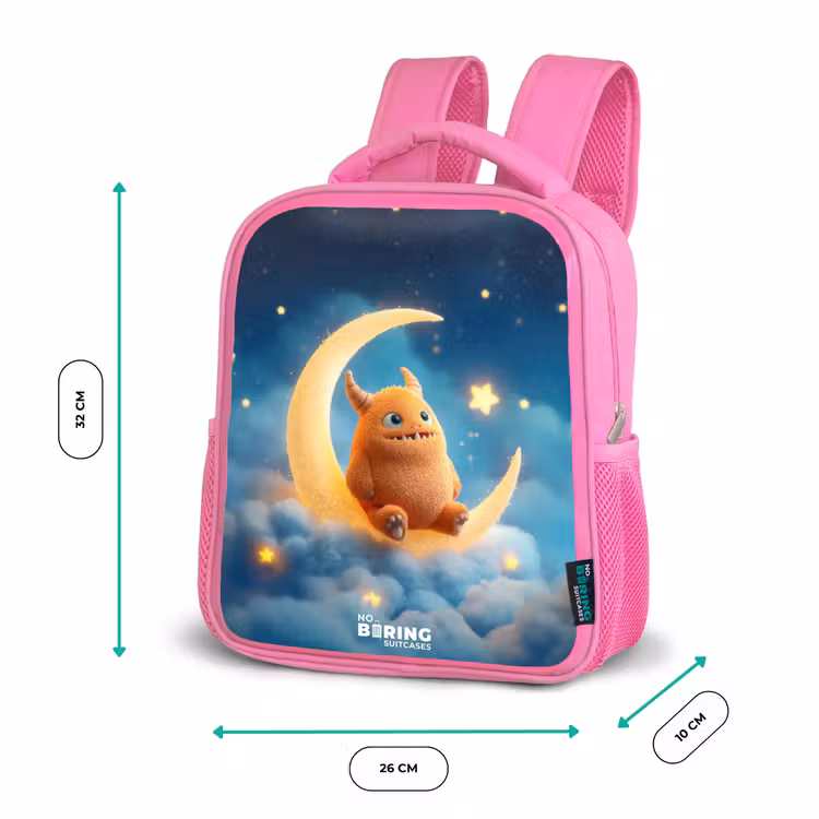 Oranje monster op maansikkel Kinderrugzak - Roze middel -productfoto_formaten