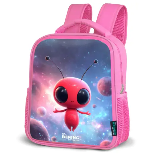 Rood Ruimtewezen in Kosmische Dans Kinderrugzak - Roze middel -schuin