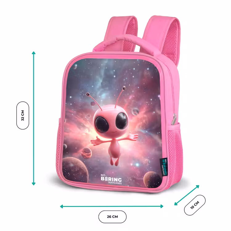 Roze Alien in Sterrennevel Kinderrugzak - Roze middel -productfoto_formaten