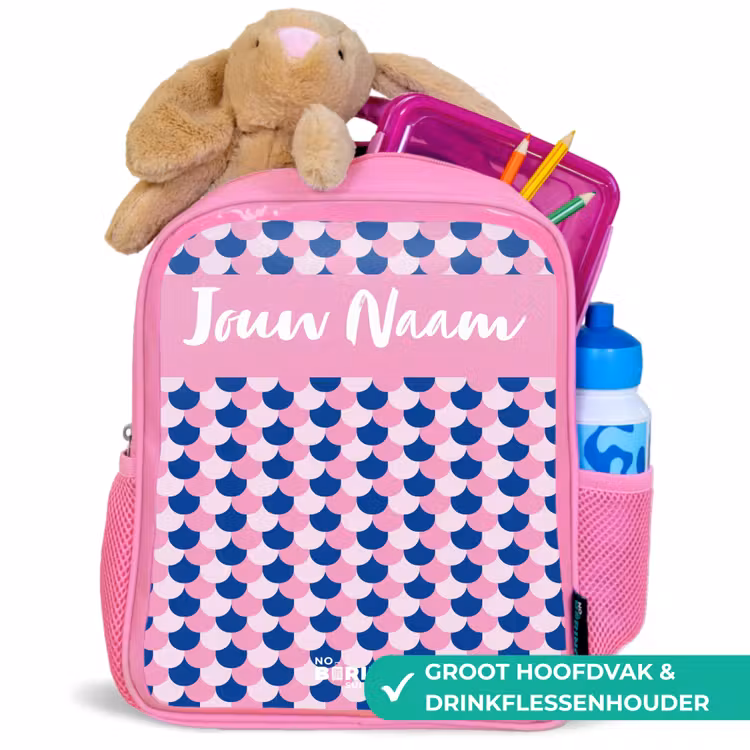 Schubben - Patroon - Blauw - Roze Kinderrugzak - Roze middel -inhoud_NL