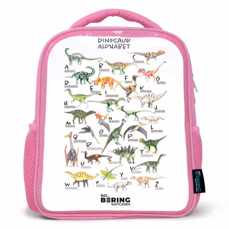 Alfabet van dino's Kinderrugzak - Roze middel -3d