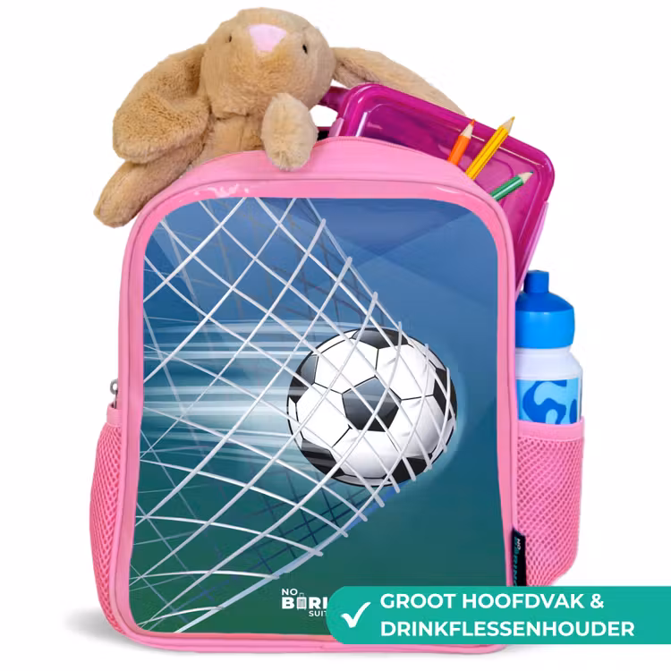 Bal in het goal Kinderrugzak - Roze middel -inhoud_NL
