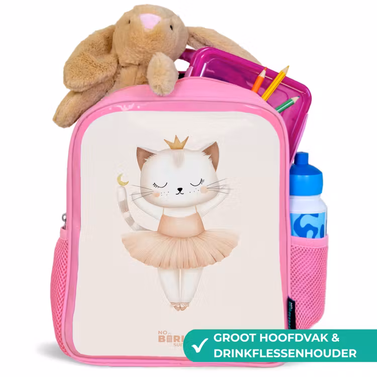 Ballerina kitten in beige kleuren Kinderrugzak - Roze middel -inhoud_NL
