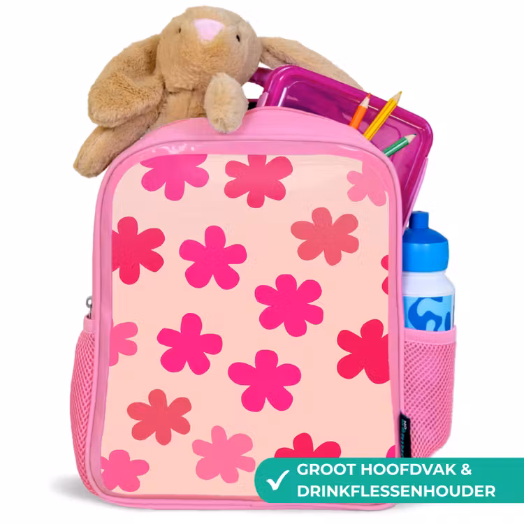 Bloemen - Patroon - Roze Kinderrugzak - Roze middel -inhoud_NL