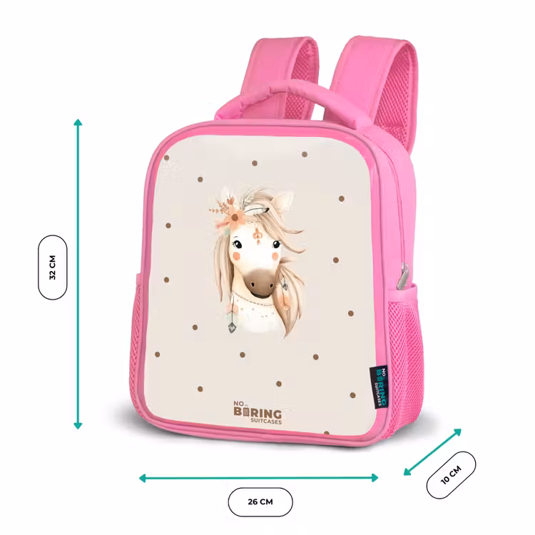 Bohemian paard in pastel kleuren Kinderrugzak - Roze middel -productfoto_formaten