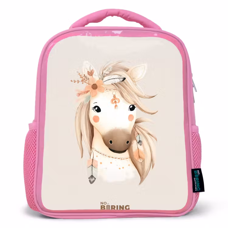 Bohemian paard in pastel kleuren Kinderrugzak - Roze middel -3d