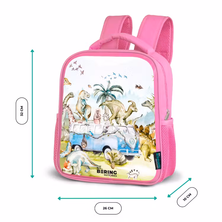 Busje met dino's Kinderrugzak - Roze middel -productfoto_formaten