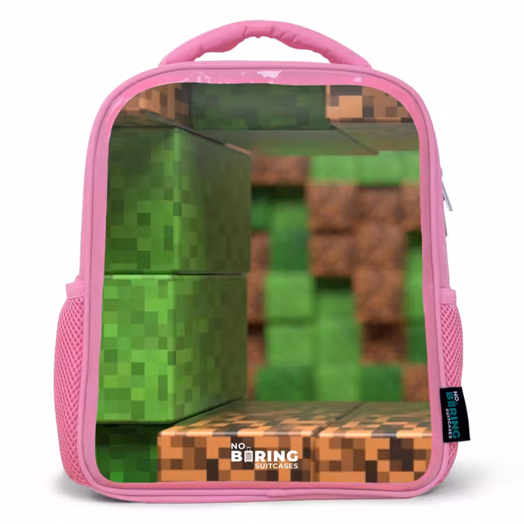 Close-up met pixelachtige blokken Kinderrugzak - Roze middel -3d