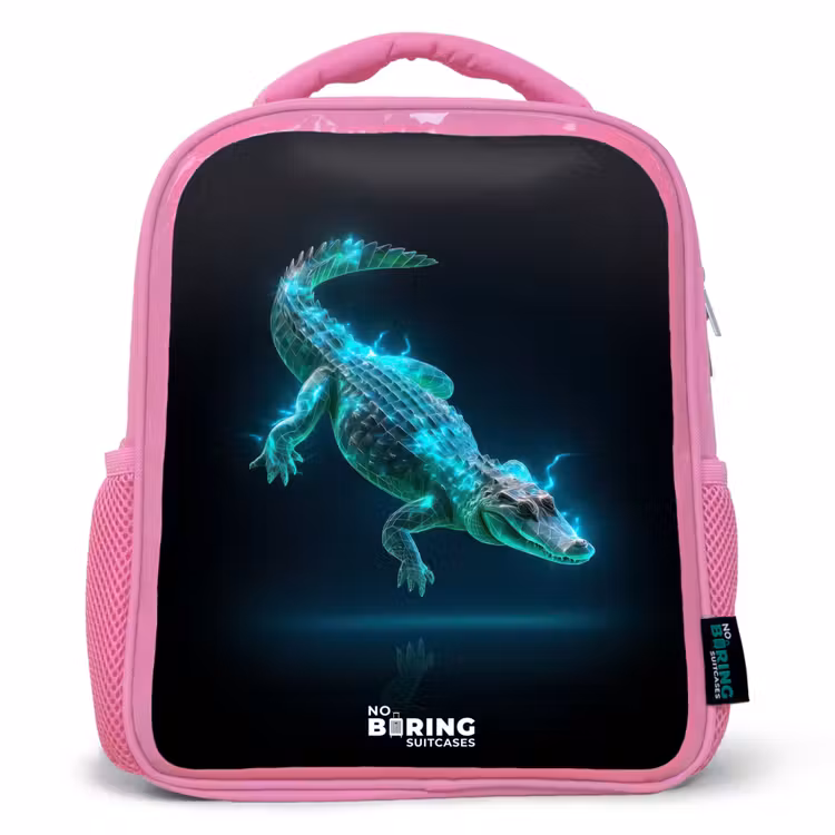 Cyberkrokodil in actiehouding Kinderrugzak - Roze middel -3d