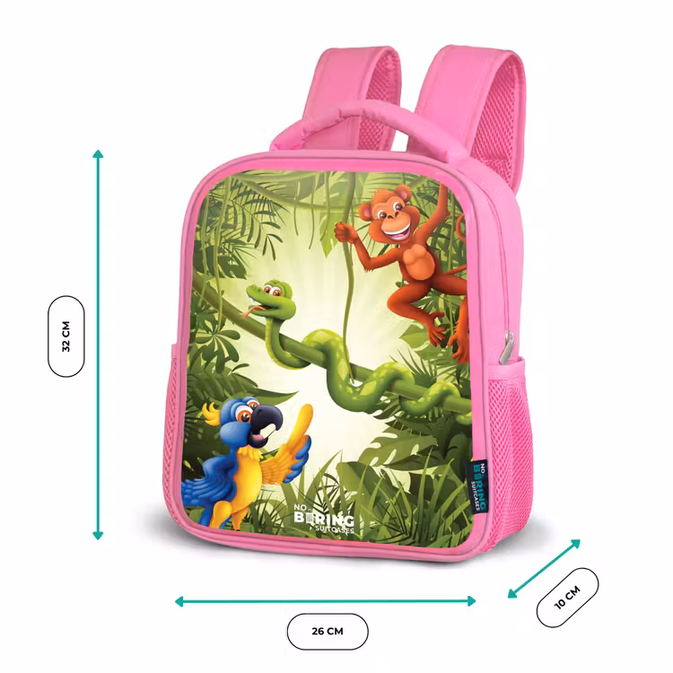 Dieren in de jungle Kinderrugzak - Roze middel -productfoto_formaten