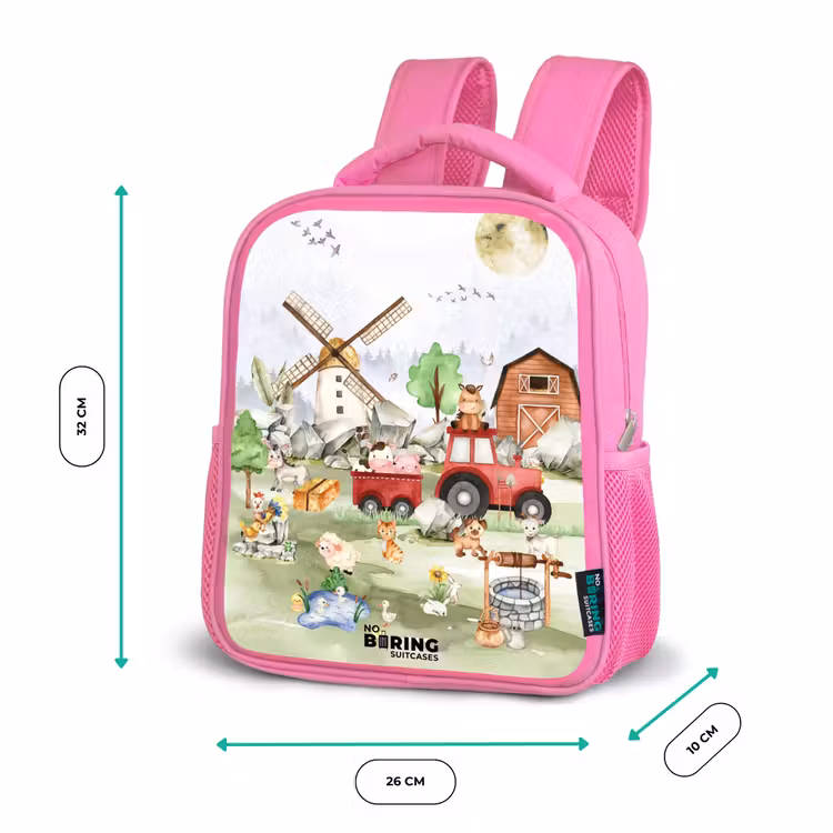 dieren op een boederij Kinderrugzak - Roze middel -productfoto_formaten