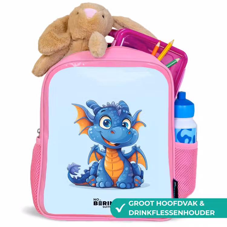 Dinky draakje Kinderrugzak - Roze middel -inhoud_NL