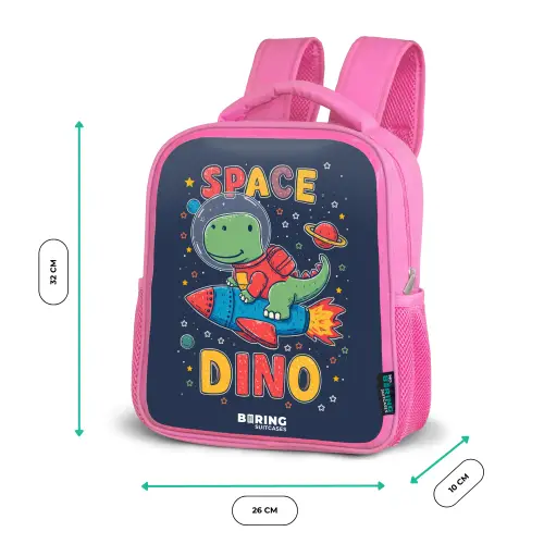 Dino - Groen - Raket - Sterren Kinderrugzak - Roze middel -productfoto_formaten