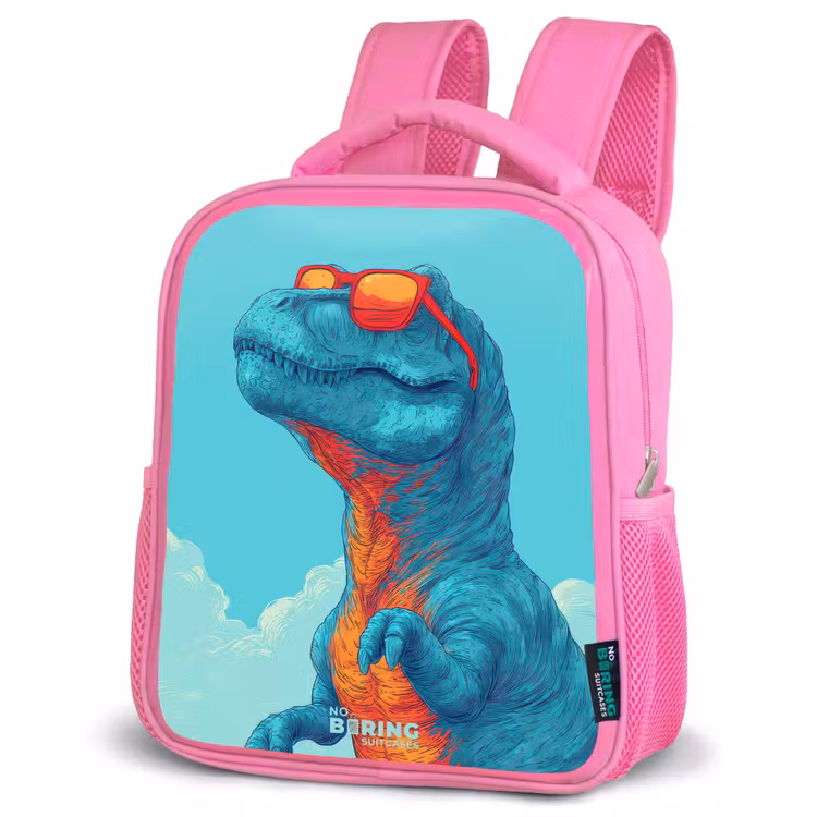 Dino met zonnebril Kinderrugzak - Roze middel -schuin