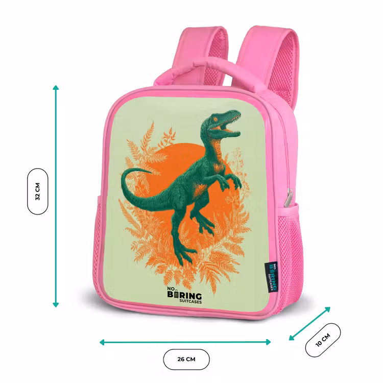 Dino - Natuur - Groen Kinderrugzak - Roze middel -productfoto_formaten