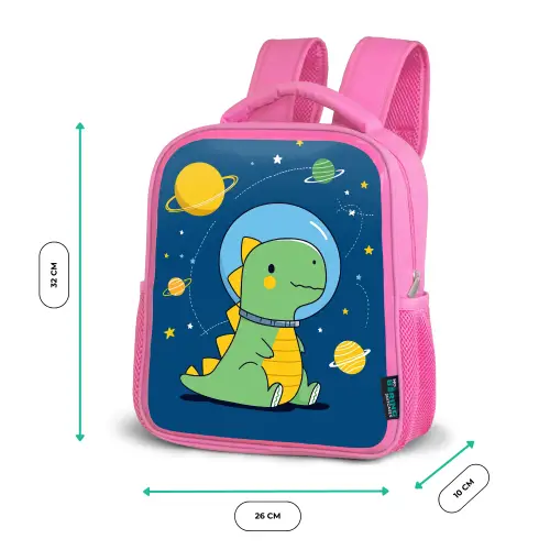 Dino - Ruimte - Planeten Kinderrugzak - Roze middel -productfoto_formaten