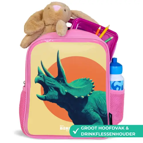 Dino - Triceratops - Dier Kinderrugzak - Roze middel -inhoud_NL