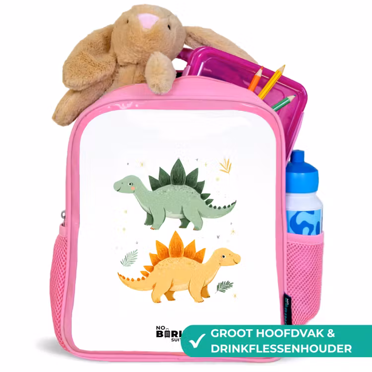Dinos - Dieren - Groen - Oranje Kinderrugzak - Roze middel -inhoud_NL