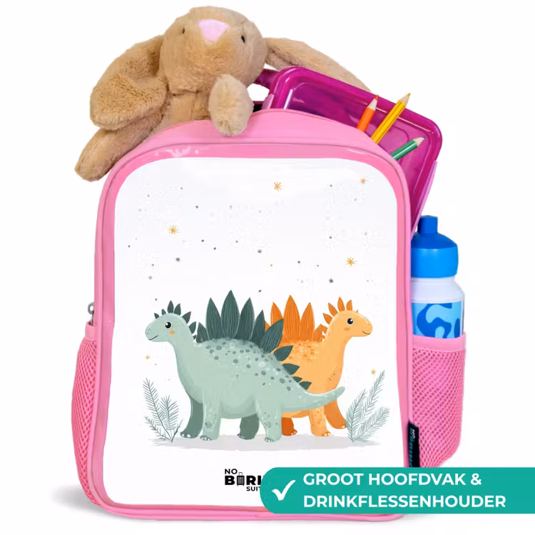 Dinos - Dieren - Sterren Kinderrugzak - Roze middel -inhoud_NL