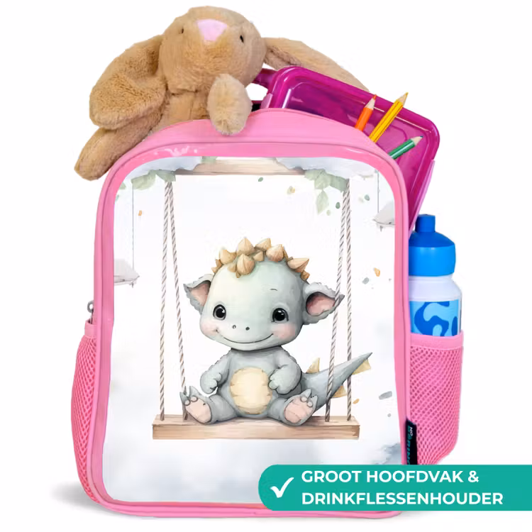 Draak - Baby dier - Kinderen Kinderrugzak - Roze middel -inhoud_NL