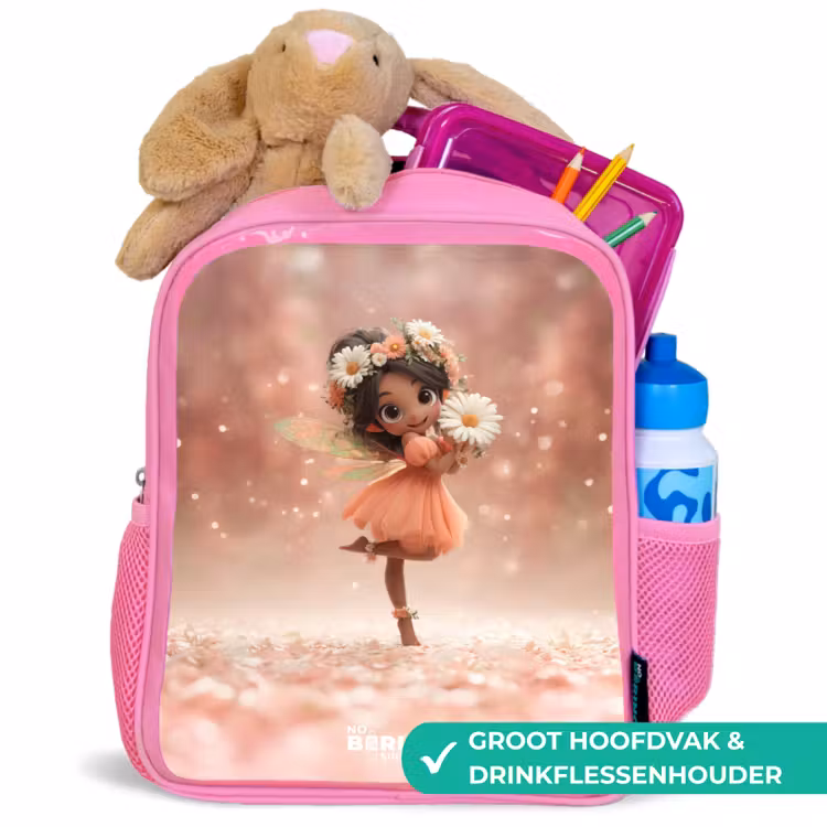 Fee met madeliefjes Kinderrugzak - Roze middel -inhoud_NL