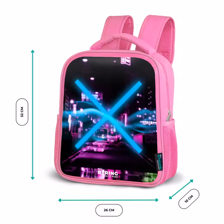 Felblauw kruis boven een nachtelijke straat Kinderrugzak - Roze middel -productfoto_formaten