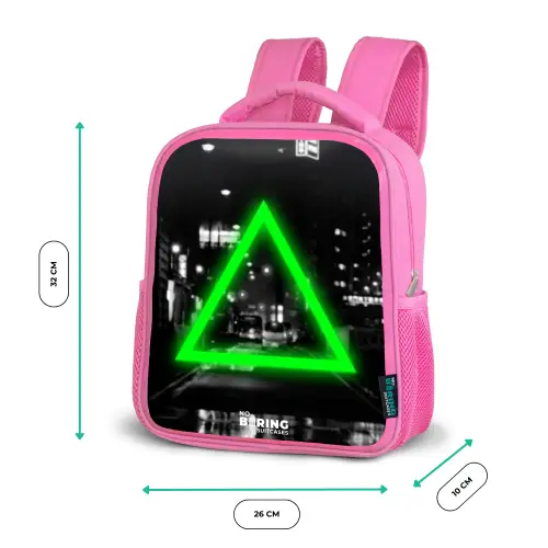 Felgroene driehoek Kinderrugzak - Roze middel -productfoto_formaten