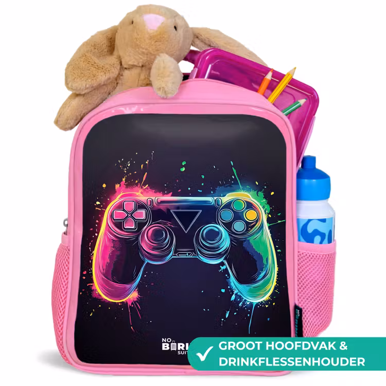 Game - Controller - Kleurrijk Kinderrugzak - Roze middel -inhoud_NL