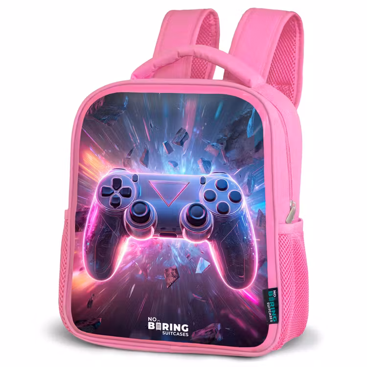 Game - Controller - Neon Kinderrugzak - Roze middel -schuin