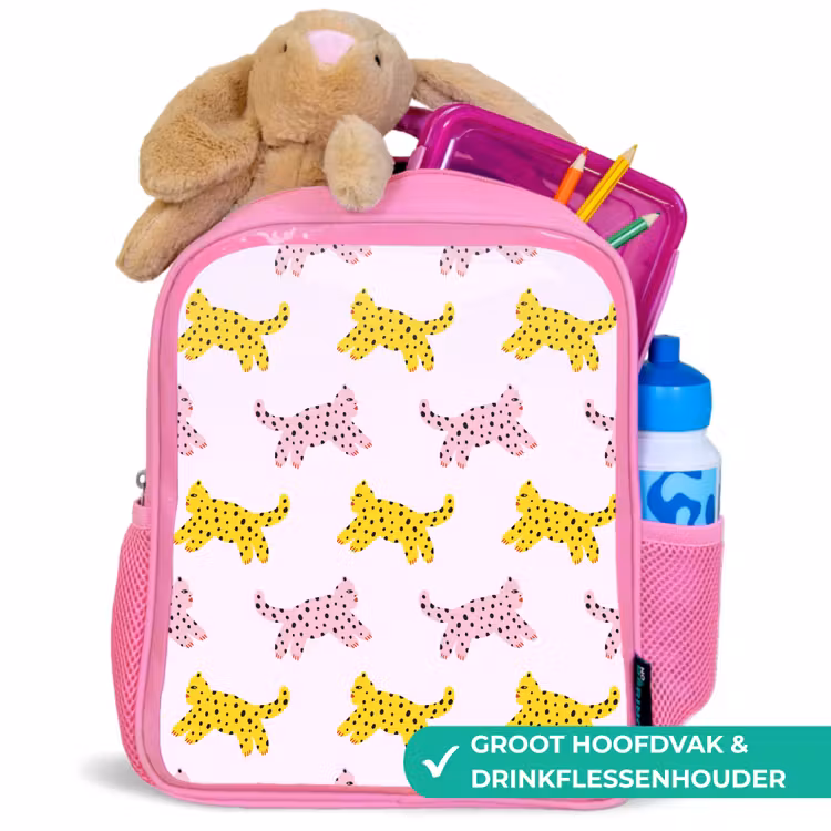 Geel - Roze - Katten - Wit Kinderrugzak - Roze middel 863 -inhoud_NL