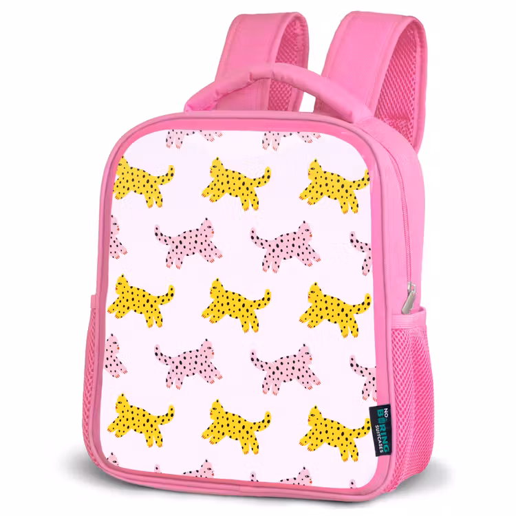 Geel - Roze - Katten - Wit Kinderrugzak - Roze middel 863 -schuin