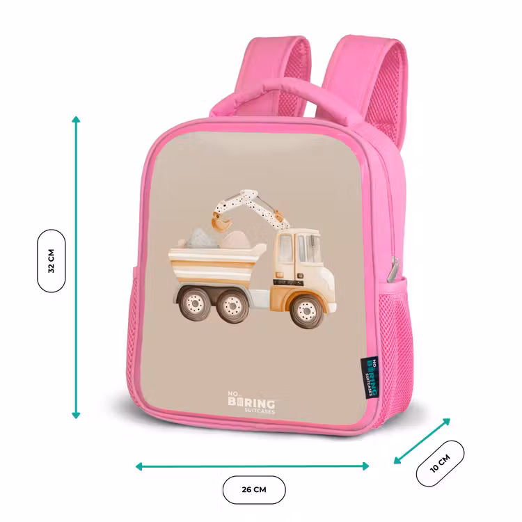 Gele kiepwagen in neutrale kleuren Kinderrugzak - Roze middel -productfoto_formaten