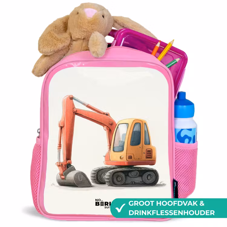 Graafmachine - Getekend - Oranje Kinderrugzak - Roze middel -inhoud_NL